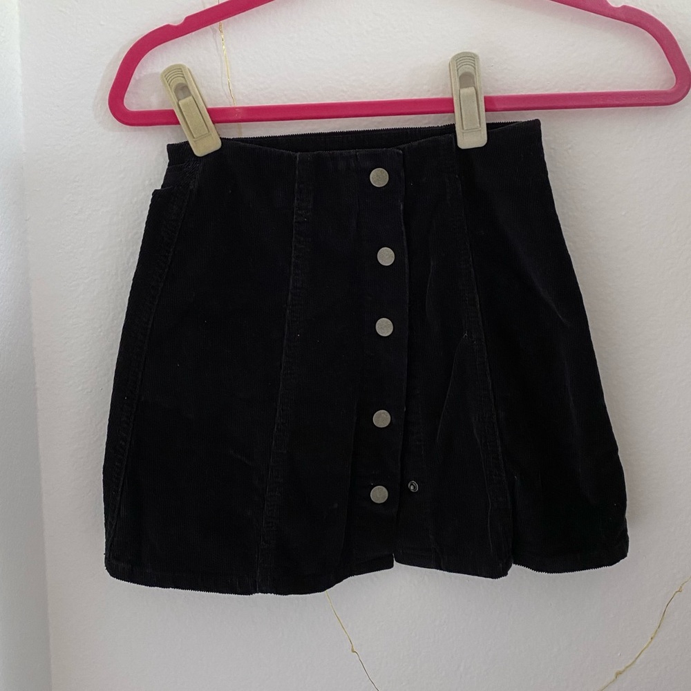 Black corduroy mini skirt